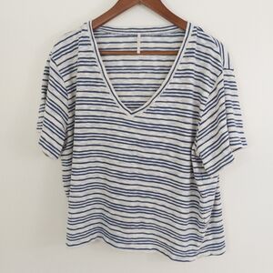 Hello Nite V Neck Striped Top Size Small
